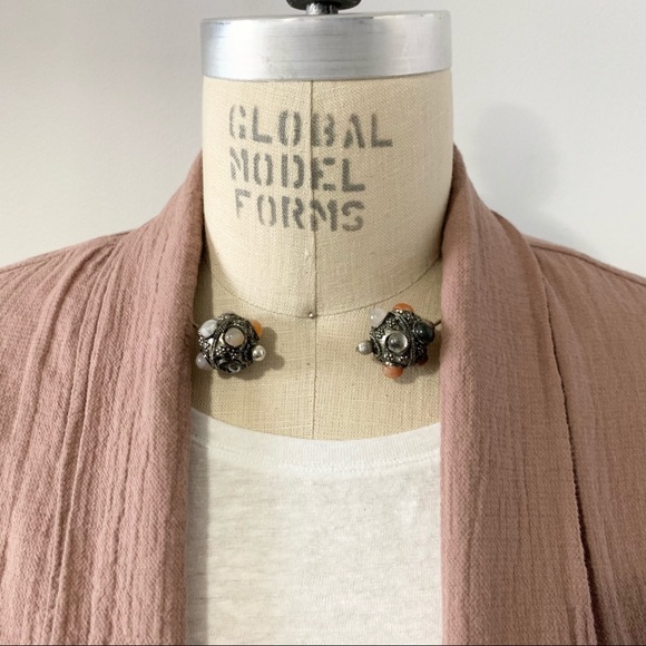 Silvertone Gem Artisan Wire Open Choker Necklace - Picture 2 of 10